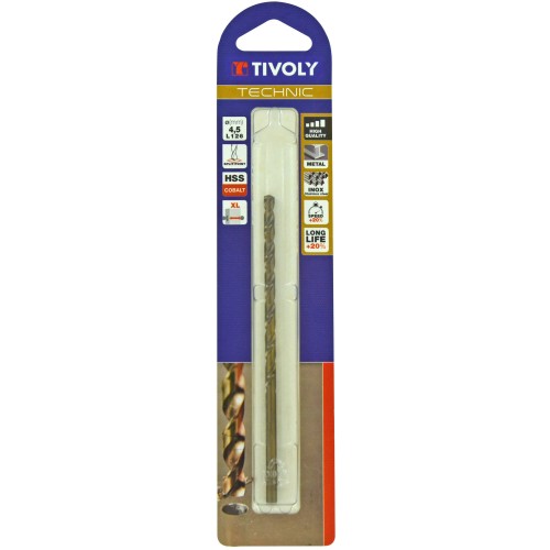 Ø: 4.5 / L: 126 / Broca para metal HSS-E5 (cobalto 5 %) -Serie larga -Afilado SPLIT POINT (Blíster)