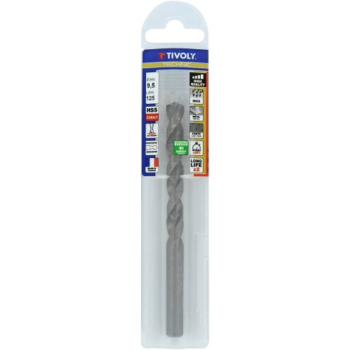 Ø: 9.5 / L: 125 / Broca para metal HSS-E5 (cobalto 5 %) -Afilado SPLIT POINT -Graduada SLR (Funda plástico)