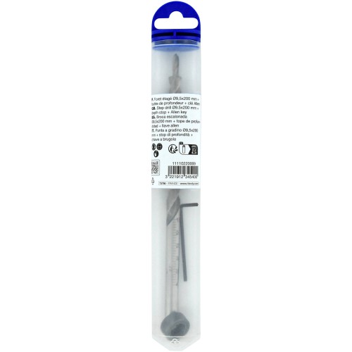 Broca escalonada Ø 9.5mm + tope de profundidad + llave allen