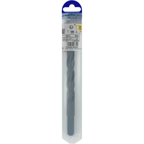 Ø: 14 / L: 160 / Broca para metal HSS VAPORIZADO | MANGO REDUCIDO | DIN 338 | Afilado SPLIT POINT - (Tubo colgante)