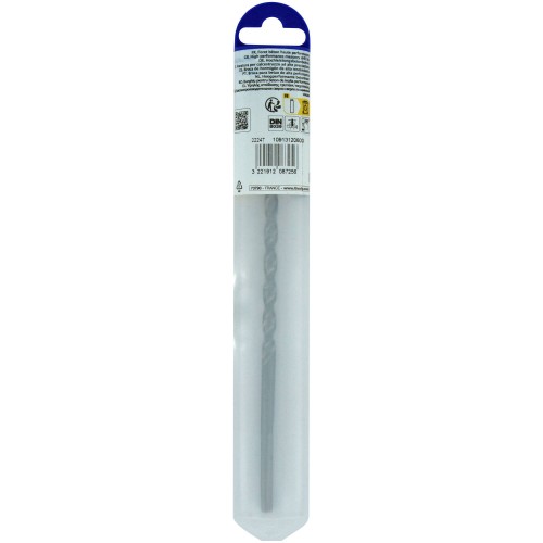 Ø: 6 / Broca para hormigón L. 200 mm -Placa de Metal Duro con punta de centrado -Mango cilíndrico de 3 caras planas (Blíster) / L: 200