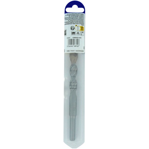 Ø: 14 / Broca para hormigón -Placa de Metal Duro con punta de centrado -Mango cilíndrico de 3 caras planas (Blíster) / L: 150