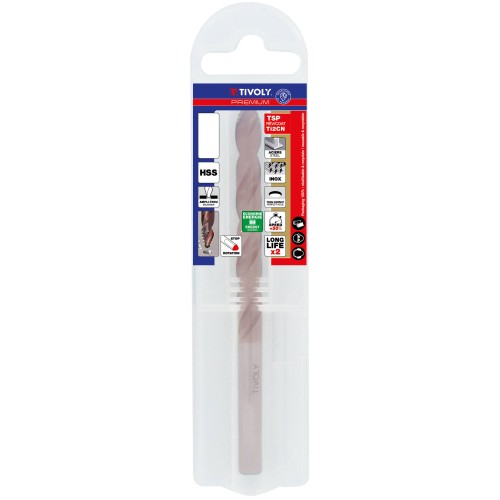 Ø: 3 / L: 61 / Broca para metal HSS PUNTA ESCALONADA | Recubrimiento FUSIO | DIN338 | h8 | Afilado Tivoly Smart Point (Funda plástico)