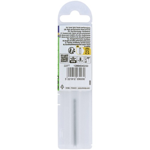 Ø: 2 / Broca para madera HSS -Afilado Speed point -Mango cilíndrico -Graduada SLR (Funda plástico) / L: 49