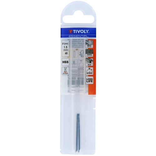 Ø: 1.5 / L: 40 / Broca para metal HSS - Tratamiento STEAM -Afilado SPLIT POINT (Funda plástico)