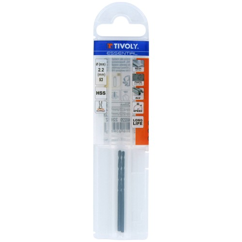 Ø: 2.2 / L: 53 / Broca para metal HSS - Tratamiento STEAM -Afilado SPLIT POINT (Funda plástico)