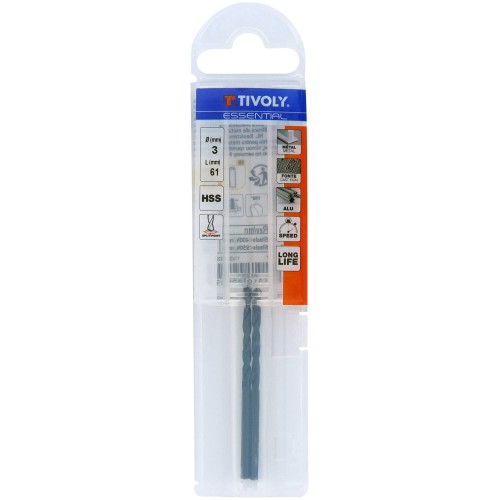 Ø: 3 / L: 61 / Broca para metal HSS - Tratamiento STEAM -Afilado SPLIT POINT (Funda plástico)