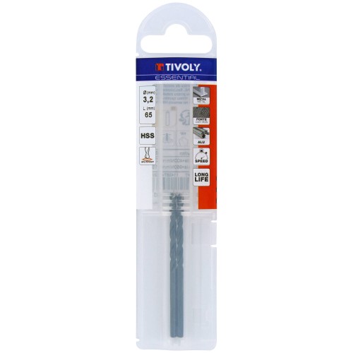 Ø: 3.2 / L: 65 / Broca para metal HSS - Tratamiento STEAM -Afilado SPLIT POINT (Funda plástico)