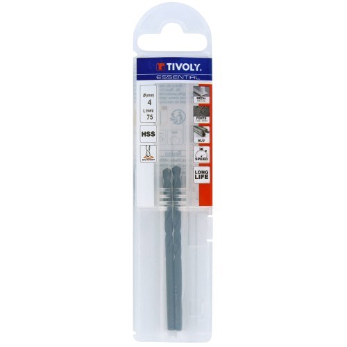 Ø: 4 / L: 75 / Broca para metal HSS - Tratamiento STEAM -Afilado SPLIT POINT (Funda plástico)