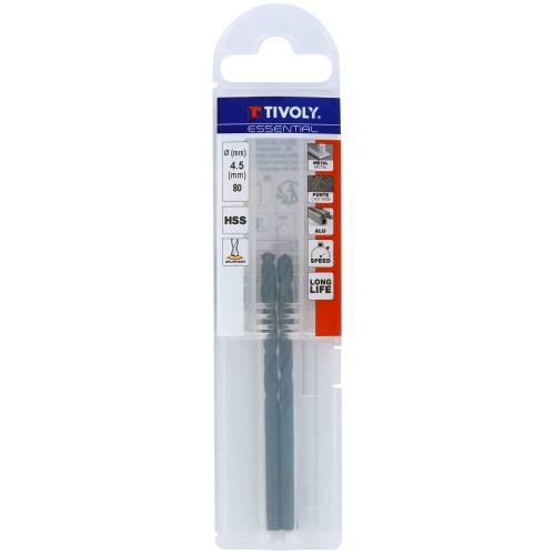 Ø: 4.5 / L: 80 / Broca para metal HSS - Tratamiento STEAM -Afilado SPLIT POINT (Funda plástico)