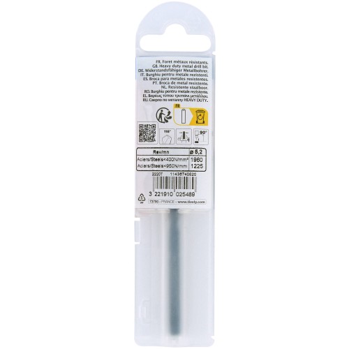 Ø: 5.2 / L: 86 / Broca para metal HSS - Tratamiento STEAM -Afilado SPLIT POINT (Funda plástico)