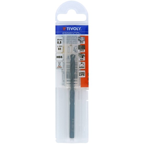 Ø: 5.5 / L: 93 / Broca para metal HSS - Tratamiento STEAM -Afilado SPLIT POINT (Funda plástico)