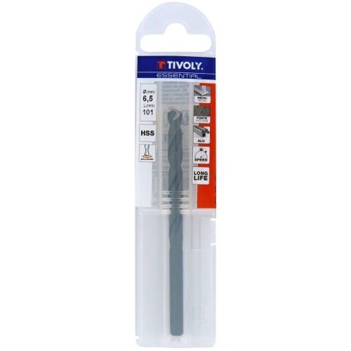 Ø: 6.5 / L: 101 / Broca para metal HSS - Tratamiento STEAM -Afilado SPLIT POINT (Funda plástico)