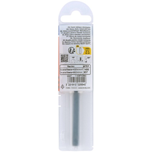 Ø: 6.8 / L: 109 / Broca para metal HSS - Tratamiento STEAM -Afilado SPLIT POINT (Funda plástico)