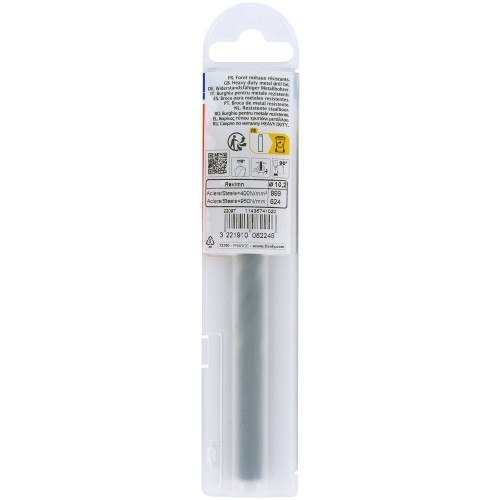Ø: 10.2 / L: 133 / Broca para metal HSS - Tratamiento STEAM -Afilado SPLIT POINT (Funda plástico)