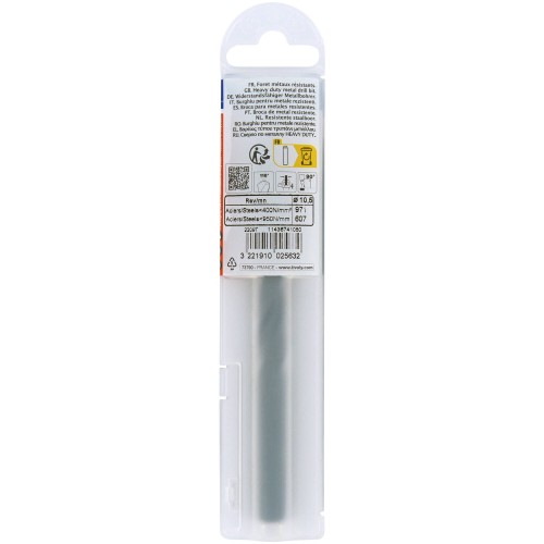 Ø: 10.5 / L: 133 / Broca para metal HSS - Tratamiento STEAM -Afilado SPLIT POINT (Funda plástico)