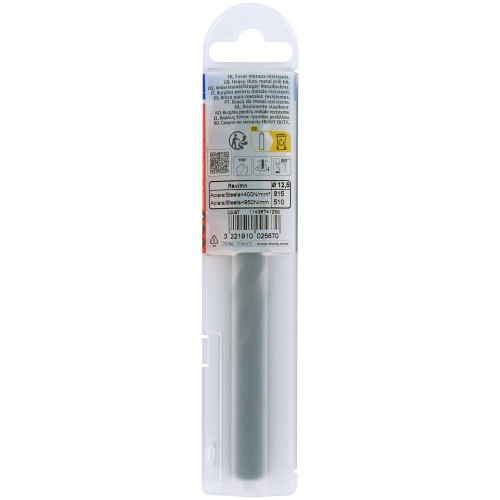 Ø: 12.5 / L: 151 / Broca para metal HSS - Tratamiento STEAM -Afilado SPLIT POINT (Funda plástico)