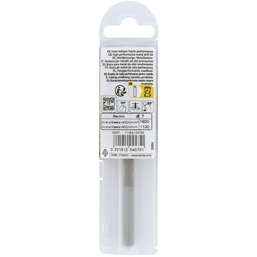 Ø: 7 / L: 109 / Broca para metal HSS FURIUS -Recubrimiento FUSIO -Afilado SPLIT POINT (Funda plástico)