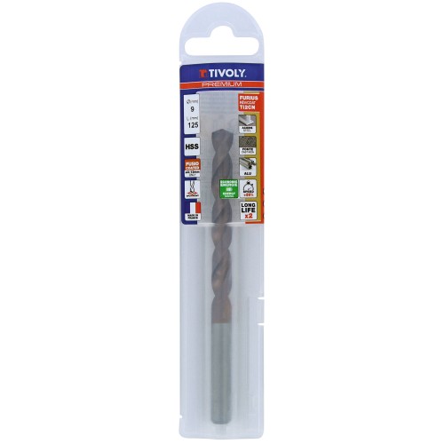 Ø: 9 / L: 125 / Broca para metal HSS FURIUS -Recubrimiento FUSIO -Afilado SPLIT POINT (Funda plástico)