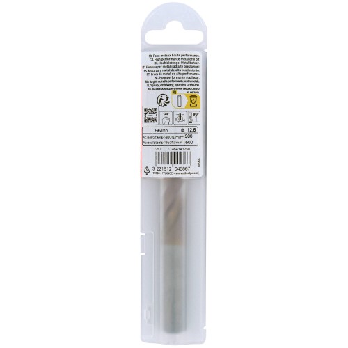 Ø: 12.5 / L: 151 / Broca para metal HSS FURIUS -Recubrimiento FUSIO -Afilado SPLIT POINT (Funda plástico)