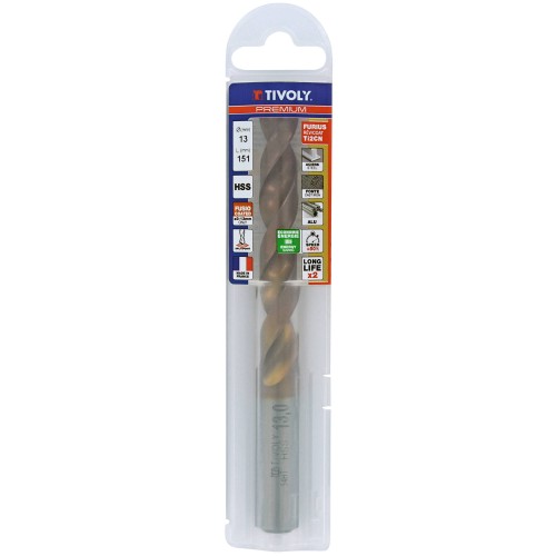 Ø: 13 / L: 151 / Broca para metal HSS FURIUS -Recubrimiento FUSIO -Afilado SPLIT POINT (Funda plástico)