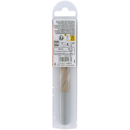 Ø: 13 / L: 151 / Broca para metal HSS FURIUS -Recubrimiento FUSIO -Afilado SPLIT POINT (Funda plástico)