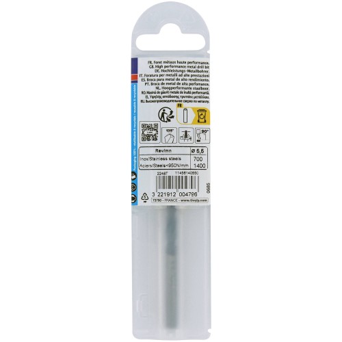 Ø: 5.5 / L: 93 / Broca para metal HSSE TBX | Recubrimiento TiALN | Afilado 4 caras (Funda plástico)