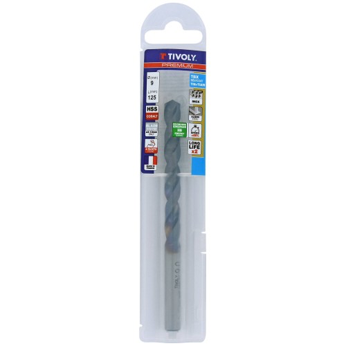 Ø: 9 / L: 125 / Broca para metal HSSE TBX | Recubrimiento TiALN | Afilado 4 caras (Funda plástico)