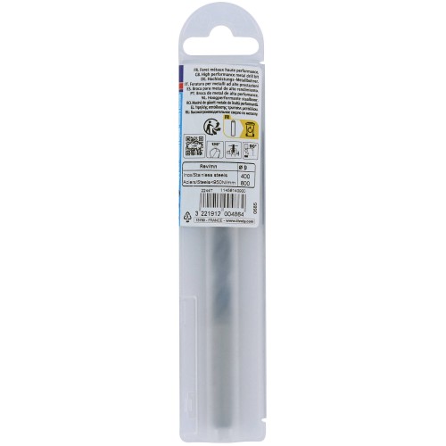Ø: 9 / L: 125 / Broca para metal HSSE TBX | Recubrimiento TiALN | Afilado 4 caras (Funda plástico)