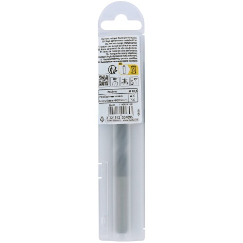 Ø: 10.5 / L: 133 / Broca para metal HSSE TBX | Recubrimiento TiALN | Afilado 4 caras (Funda plástico)