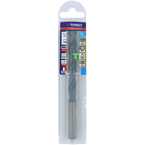 Ø: 11 / L: 142 / Broca para metal HSSE TBX | Recubrimiento TiALN | Afilado 4 caras (Funda plástico)
