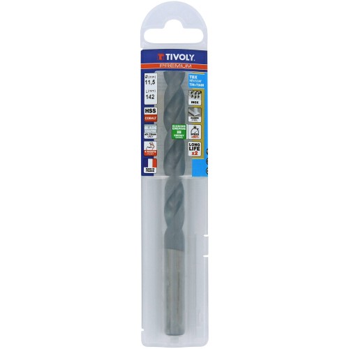 Ø: 11.5 / L: 142 / Broca para metal HSSE TBX | Recubrimiento TiALN | Afilado 4 caras (Funda plástico)