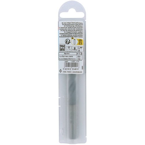 Ø: 11.5 / L: 142 / Broca para metal HSSE TBX | Recubrimiento TiALN | Afilado 4 caras (Funda plástico)