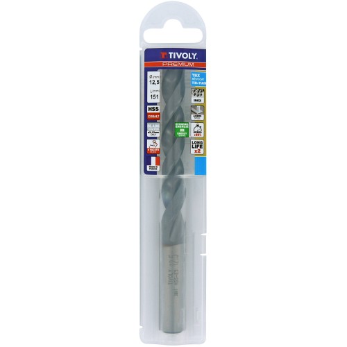 Ø: 12.5 / L: 151 / Broca para metal HSSE TBX | Recubrimiento TiALN | Afilado 4 caras (Funda plástico)