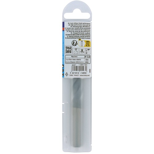 Ø: 12.5 / L: 151 / Broca para metal HSSE TBX | Recubrimiento TiALN | Afilado 4 caras (Funda plástico)