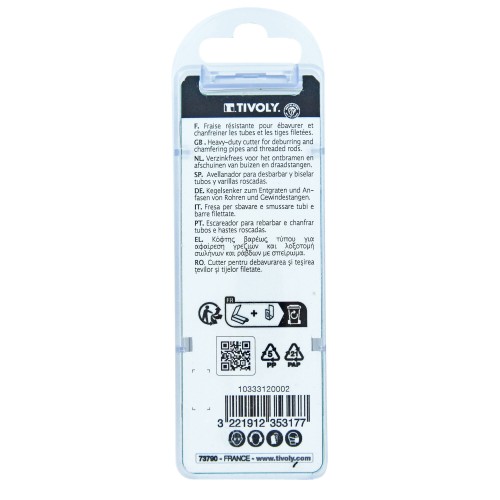 Fresa HSS de 4 hojas para desbarbar tubos y varillas roscadas. Vástago hexagonal de 6,35 mm de cambio rápido - Ø 4 a 20 mm