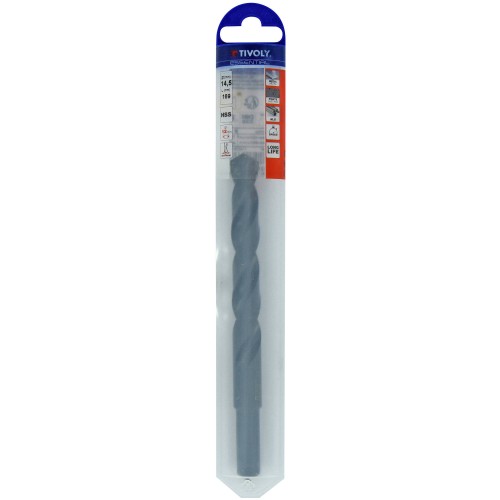 Ø: 14.5 / L: 169 / Broca para metal HSS -Tratamiento STEAM -Mango reducido (Funda plástico)