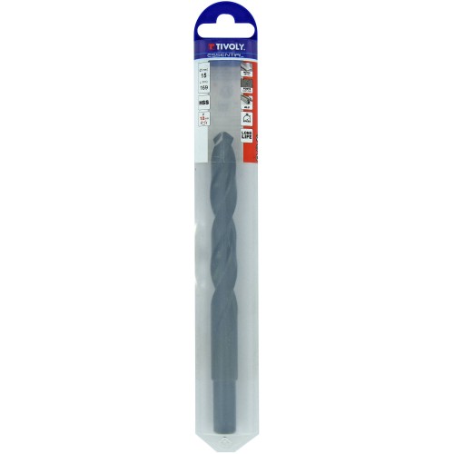 Ø: 15 / L: 169 / Broca para metal HSS -Tratamiento STEAM -Mango reducido (Funda plástico)