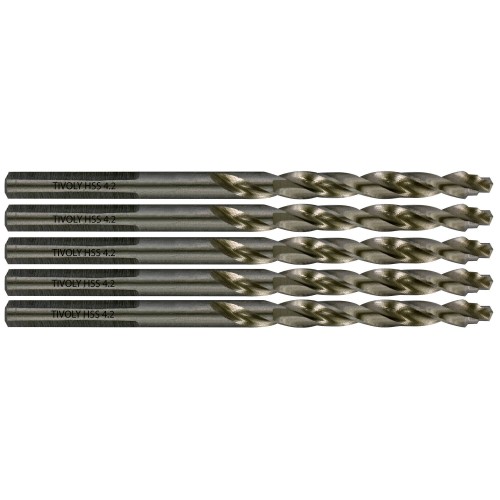 Ø: 4.2 / L: 75 / Broca para metal HSS PUNTA ESCALONADA | DIN338 | h8 | Afilado Tivoly Smart Point (Caja colgante)