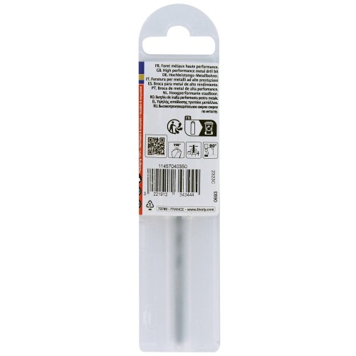 Ø: 3.5 / L: 70 / Broca para metal HSS PUNTA ESCALONADA | DIN338 |h8 | Afilado Tivoly Smart Point (Funda plástico)