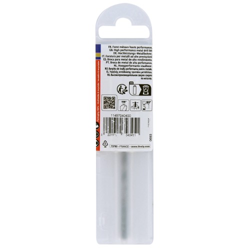 Ø: 4 / L: 75 / Broca para metal HSS PUNTA ESCALONADA | DIN338 |h8 | Afilado Tivoly Smart Point (Funda plástico)