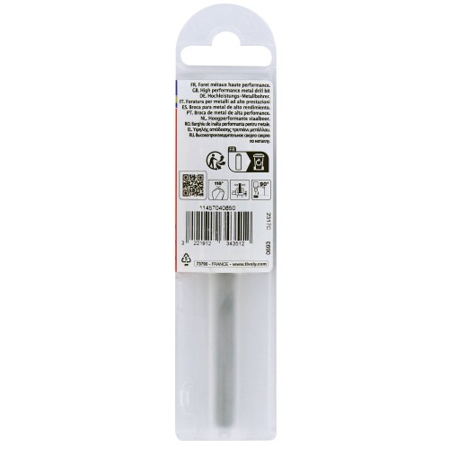 Ø: 6.5 / L: 101 / Broca para metal HSS PUNTA ESCALONADA | DIN338 |h8 | Afilado Tivoly Smart Point (Funda plástico)