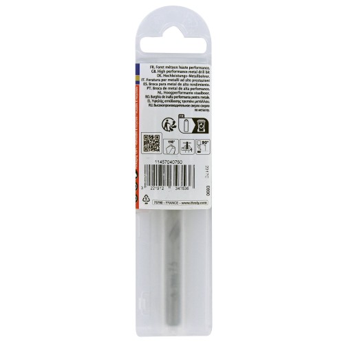 Ø: 7.5 / L: 109 / Broca para metal HSS PUNTA ESCALONADA | DIN338 |h8 | Afilado Tivoly Smart Point (Funda plástico)