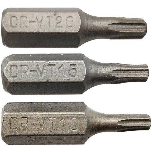 Punta de atornillar -Tornillo de seguridad -Para tornillo Torx Tamper (Blíster) N°: N10-15-20 / L: 25