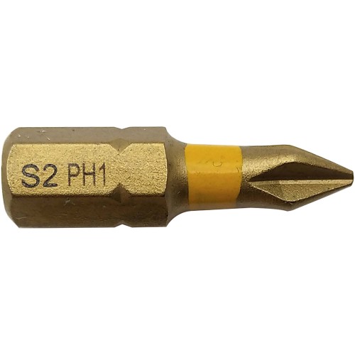 Punta de atornillar -Torsión TiN -Para tornillo Phillips (Blíster) N°: N1 / L: 25