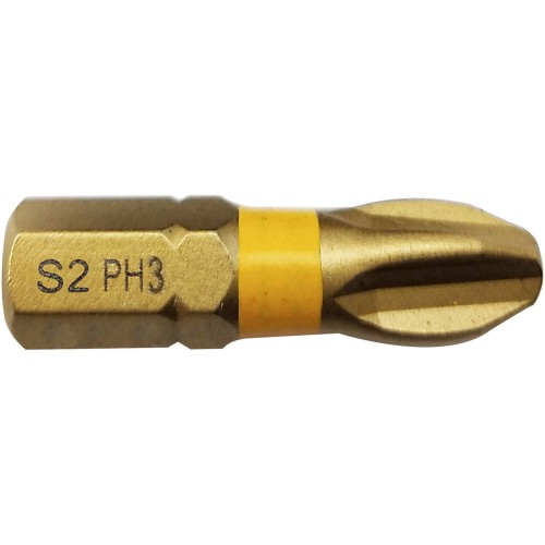 Punta de atornillar -Torsión TiN -Para tornillo Phillips (Blíster) N°: N3 / L: 25