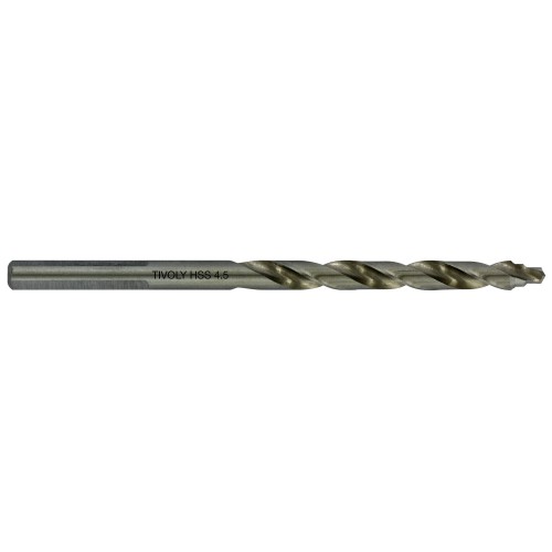 Ø: 4.5 / L: 80 / Broca para metal HSS PUNTA ESCALONADA | DIN338 | h8 | Afilado Tivoly Smart Point (Caja colgante)
