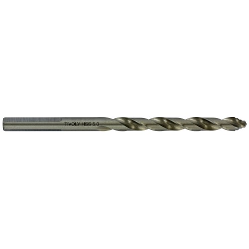 Ø: 5 / L: 86 / Broca para metal HSS PUNTA ESCALONADA | DIN338 | h8 | Afilado Tivoly Smart Point (Caja colgante)