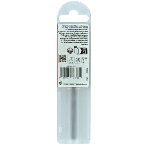 Ø: 5 / L: 86 / Broca para metal HSS PUNTA ESCALONADA | DIN338 |h8 | Afilado Tivoly Smart Point (Funda plástico)