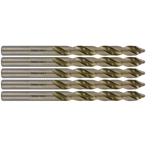 Ø: 7 / L: 109 / Broca para metal HSS PUNTA ESCALONADA | DIN338 | h8 | Afilado Tivoly Smart Point (Caja colgante)
